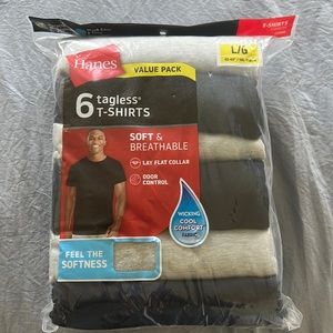NEW pack of 6 Tag-less Hanes T-Shirts